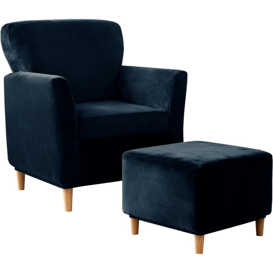 Poltrona confortevole regolabile con poggiapiedi blu