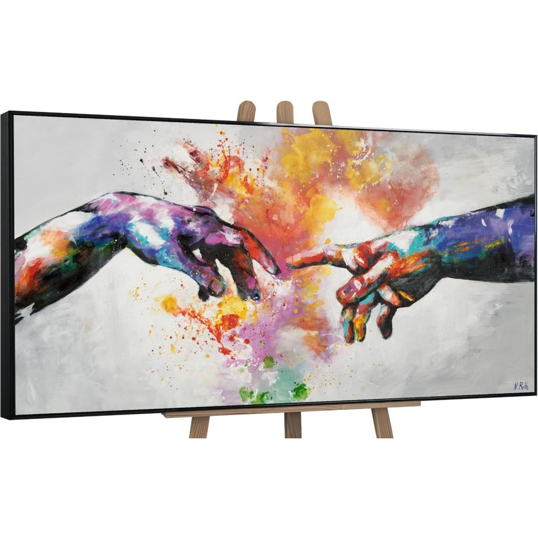 Arredo per soggiorno YS-Art Quadro Dipinto Mano Mani blu