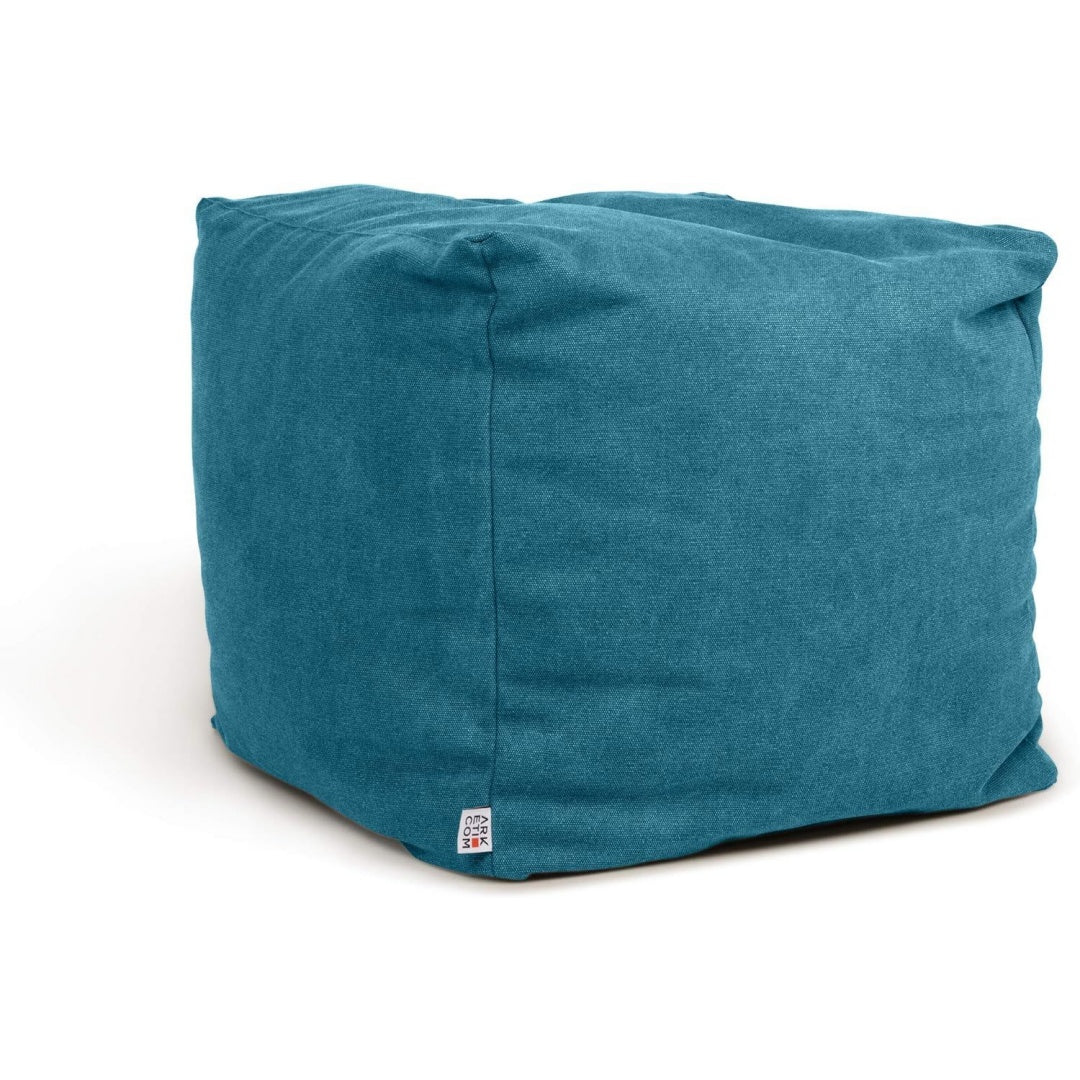 Pouf multifunzione con poggiapiedi rivestimento in tessuto naturale