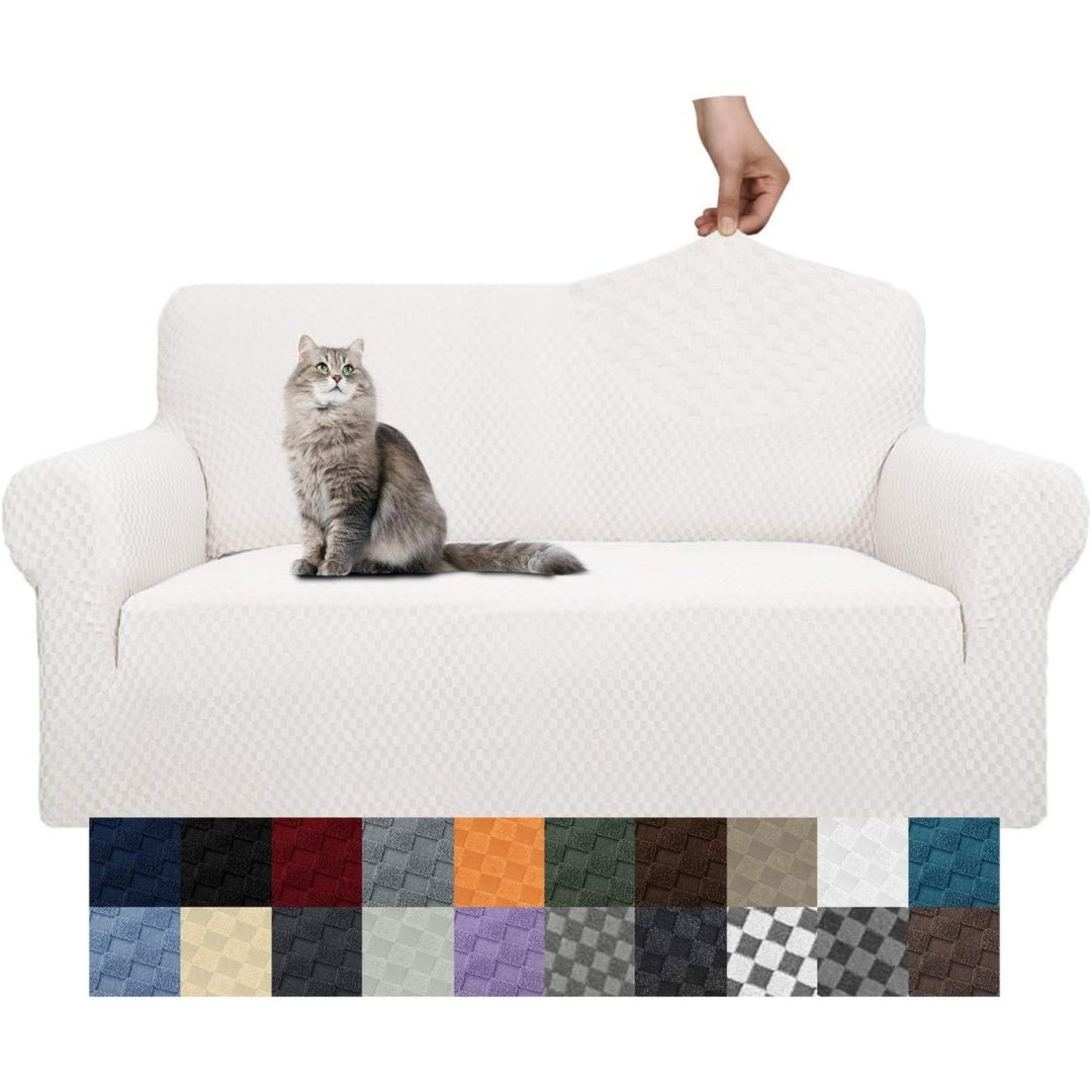 Divano da soggiorno YEMYHOM Copridivano design jacquard, divano bianco